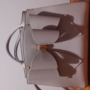 Gray Shoulder Purse with Bow